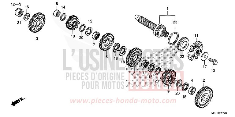 BOITE DE VITESSES (ARBRE INTERMEDIAIRE) for X-ADV 750 MAT BULLET SILVER (NH389) from 2020